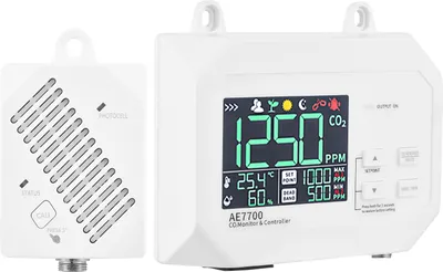 Image de Moniteur et contrôleur de CO2 Contrôleur de concentration de CO2 Plage de mesure 0~9999ppm avec mode humain et végétal Moniteur mural de détection de la qualité de l'air du dioxyde de carbone à haute sensibilité Contrôleur de relais pour la culture, l'élevage et la serre