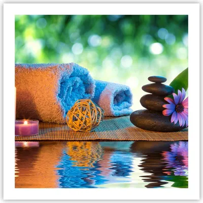 Produktbild von Poster - Poster ohne Rahmen - Natur Entspannung Spa Kerzen - 60x60 cm - Wand Bild - Wanddeko - Wandbilder - Kunstposter - Wandposter - Bilder - Kunstdruck - Wanddekoration - Wandbild - P2XAC60x60-2554