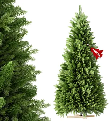 Immagine prodotto di LILIIN, albero di Natale artificiale, altezza 180 cm, realizzato con una miscela di PE e PVC, rami modellati realisticamente, facile da montare, ignifugo, con base in legno, dotato di illuminazione