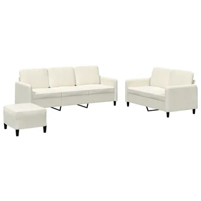 Produktbild von vidaXL 3-tlg. Sofagarnitur Creme Samt