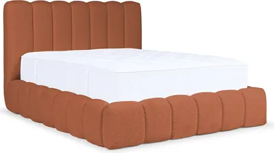 Produktbild von MEBLINI Carlos Polsterbett 160x200 mit Lattenrost und Matratze - Bubble Bett - Cloud Bett - Marshmallow Bed - Kopfteil Bett mit Stauraum - Betten - 160x200 - Orange Boucle/H3