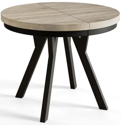 Produktbild von Esstisch Rund Evo, Moderner Esstich Ausziehbar, Tisch mit Stabile Konstruktion, Durchmesser 80 - 130 cm, Farbe Sonoma