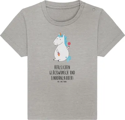 Produktbild von Mr. & Mrs. Panda Babyshirt Einhorn Baby 12. - 18. Monat - Heather Grey - Geschenk, Kleinkind T-Shirt, Shirt, , Geburt, Geburtstag, Einhörner, Top, Unicorn, Mutter