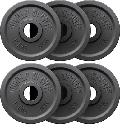 Produktbild von GORILLA SPORTS® Olympia Hantelscheiben - Set 30kg, 6x5kg Gewichte, 50mm Bohrung, Gusseisen - Gewichtsscheiben, Hantelscheiben-Set, Hanteln