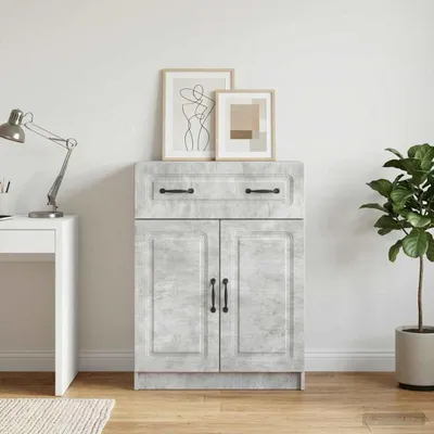 Image de Buffet vidaXL gris béton 66 x 34,5 x 87 cm en aggloméré