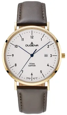 Produktbild von Dugena Herren-Uhr Stuttgart Quarz Titan Gold-Ton Leder-Band 4461216