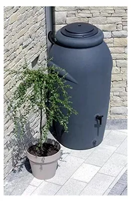 Produktbild von Regenwasserbehälter 210 Liter mit Wasserhahn und Pflanzkübel in Anthrazit
