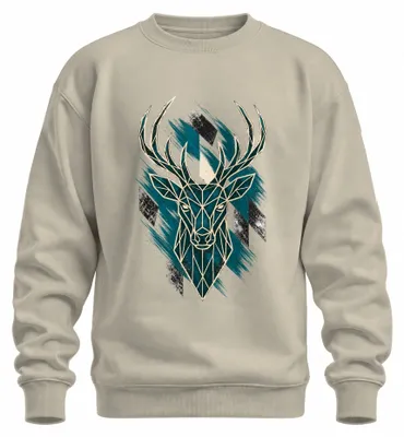 Productafbeelding van Hertshoorn-motief, polygonen, traditioneel shirt, lederhosen, dirndl, sweatshirt, trui, natuur, XXL