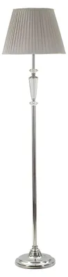 Imagen del producto de SILVERY GLAM: Lámpara de pie de 40x40x164 cm – Lámpara de pie con pantalla de tela gris y base de metal plateado – Casquillo E27 de 40W – Diseño elegante