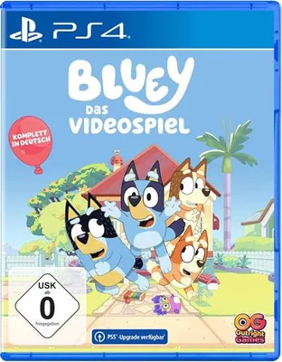 The image shows the front cover of a video game case for 'Bluey: Das Videospiel' on PS4.