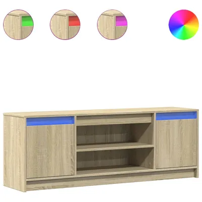Image de vidaXL Armoire TV avec éclairage LED Chêne Sonoma 139,5x34x50 cm