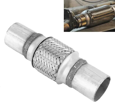 Imagen del producto de Tubo flexible de escape de acero inoxidable, 1,75 x 8 pulgadas. Tubo corrugado flexible, pieza universal para conexiones