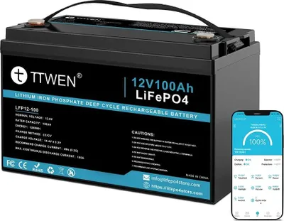 Produktbild von LiFePO4 Lithium-Eisenphosphat Akku - 12V 100Ah - Bluetooth - 1280Wh - 4000+ Tiefzyklen