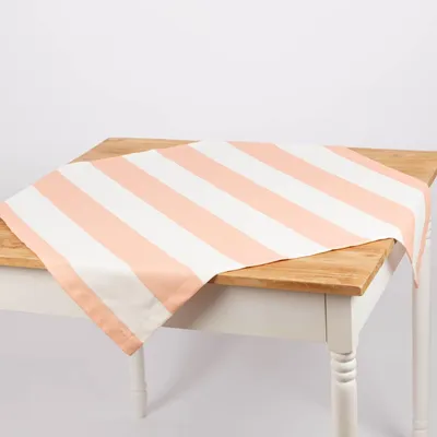 Produktbild von Tischdecke Baumwolle Streifen Peach Ecru – Wunschmaß – SCHÖNER LEBEN. Größe 130x130cm