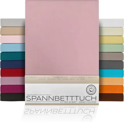 Produktbild von Spannbetttuch Bettlaken aus gekämmter Baumwolle Premium Jersey 160g/m²,90x200cm,Altrose, Matratzenart:Standardmatratze