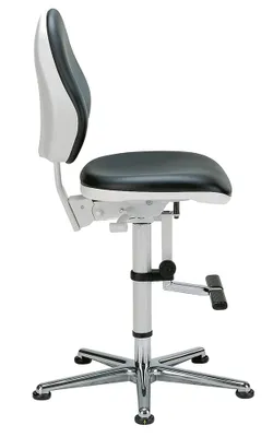 Produktbild von Arbeitsdrehstuhl für Reinraum, Oberfläche Kunstleder schwarz, Gleiter + Aufstieghilfe, Sitz Höhe 620- 870 mm