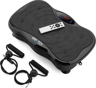 Produktbild von Gymtek® Vibrationsplatte Vibrotrainer - bis 180kg - 5 Ausbildungsprogramme, 99 Stufen - 2 Expanderbänder - Bluetooth, Fernbedienung, LCD, Lautsprecher