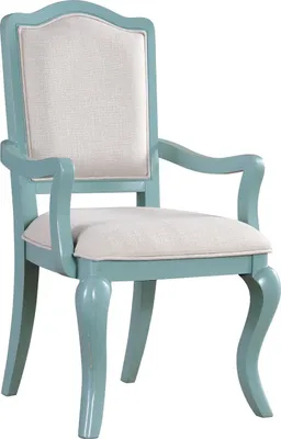 Image de Chaise bleue, design, pour salon ou salle à manger, en bois, avec assise rembourrée et accoudoirs