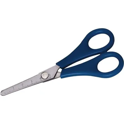 Produktbild von Bastelschere, rund, 5,3'' = 13,5 cm, blauer Griff, mit mm-Skala, für Rechtshänder, VE 12 Stück