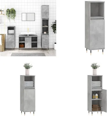 Produktbild von vidaXL Badschrank Betongrau 30x30x100 cm Holzwerkstoff - Badezimmerschrank - Badezimmerschränke - Schrank - Schrank Für Das Badezimmer