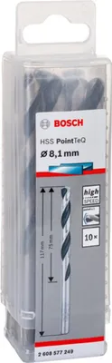 Obrázok produktu pre Bosch 2 608 577 249, Vŕtačka, Špirálový vrták, 8,1 mm, 117 mm, liatina, Oceľ, 7,5 cm