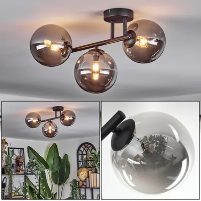 Produktbild von Isorella Deckenlampe aus Metall/Glas in Schwarz/Rauchfarben