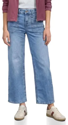 Produktbild von Street One Mid Waist Wide Leg Jeans im Loose Fit Light Blue Random Washed 31