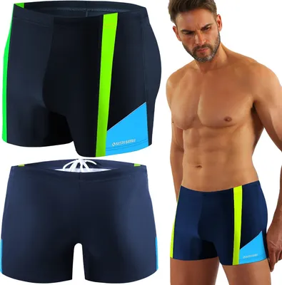 Produktbild von Sesto Senso Herren Badehose Schwimmhose Badeshorts 379, Farbe: Dunkelblau/Grün/Blau, Große: XL