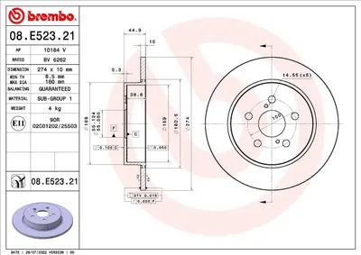 Imagen del producto de Disco de freno BREMBO 08.E523.21
