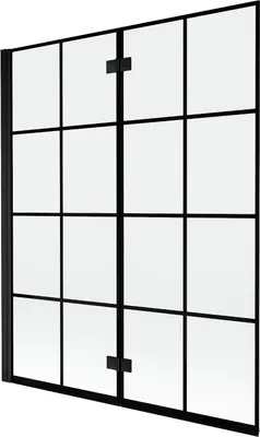 Produktbild von Mexen Mist Duschwand 2-flügelig links 140 x 150 cm, schwarzes Gitter, schwarz - 8A9-140-002-70-77-L