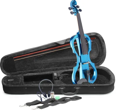 Produktbild von Stagg EVN X-4/4 MBL 4/4 E-Violine Set E-Geige Blau Metallic inkl. Z...