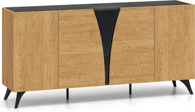 Produktbild von Buffet Soah mit 5 Türen, Holzoptik und Schwarz, 170cm