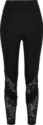 Obrázek produktu pro Dámské leginy Urban Classics Ladies Highwaist Lace Inset Leggings black - M