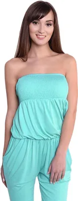 Produktbild von Damen Jumpsuits Bandeau Overall mit Taschen 7/8; Mintgrün/2XL/3XL 44/46