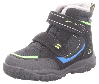 Produktbild von Sneakers Kinder-Jungen-Outdoor-Allwetterstiefel gefüttert Schwarz-Grün, Farbe:schwarz, EU Größe:30