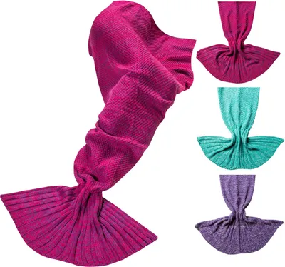 Produktbild von Feluna Meerjungfraudecke Magenta-Pink Violett Kuscheldecke 180x85 cm Flossendecke für Erwachsene & Kinder 100% Polyester Ganzjährig