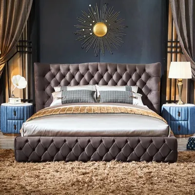 Zdjęcie produktu dla Chesterfield Bett Schlafzimmer Betten Textil 180x200cm Samt Big Hotel Betten