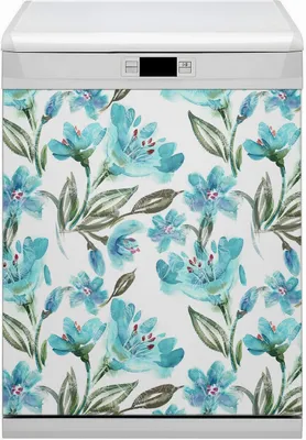 Produktbild von Magnet Folie für Geschirrspüler Küche Magnetmatte 60x80 cm  Dekor Geschirrspüle  - Türkisblumen
