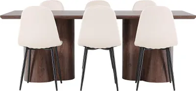Image de Olivia ensemble pour salle à manger table 100x210cm et 6 chaises velours mocca.