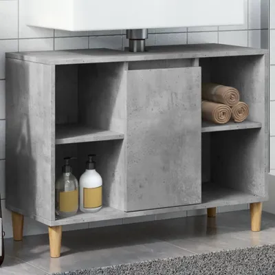 Produktbild von "im Sonderangebot"Badschrank/Badezimmermöbel- modernes Design - Badkommode - Betongrau 80x33x60cm Holzwerkstoff NEU269618 - Badezimmerschränke