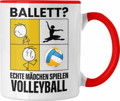Produktbild von Trendation - Volleyball Mädchen Tasse Sport Geschenk Frauen Echte Mädchen Spielen Volleyball-Spielerin (Rot)
