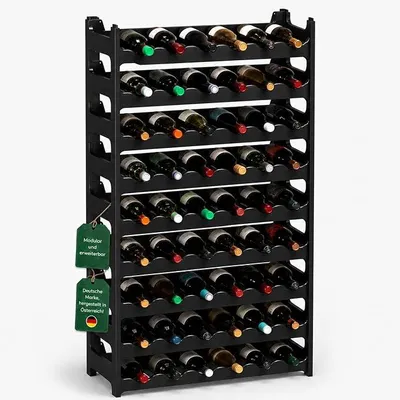 Produktbild von Weinregal stapelbar & modular erweiterbar Kunststoff für 60 Weinflaschen (schwarz) - Stabiles Flaschenregal & Getränkeregal Gastronomie-Qualität - Flaschen Weinständer & Weinflaschenhalter