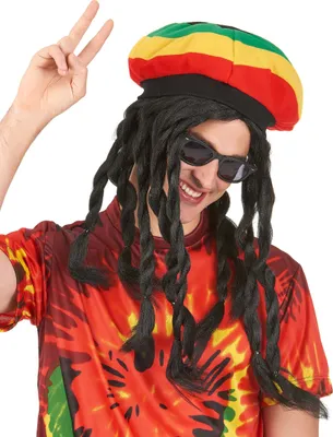 Immagine prodotto di Parrucca rasta con dreadlocks, nera e colorata - Taglia unica
