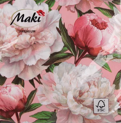 Immagine prodotto di Tovaglioli di carta fiori Peonie 33x33 cm Pol-mak