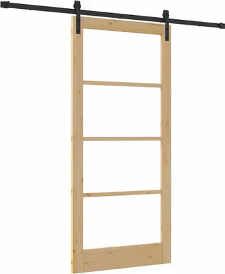 Image de Porte coulissante vidaXL ORKDAL Nature 93 x 202 cm en pin massif et verre