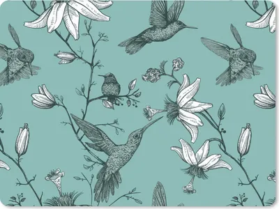 Produktbild von MuchoWow® Mauspad Mousepad Muster - Vogel - Blume 40x30 cm - Mousepads - Maus Mat - Pad - Mausunterlage - Anti Rutsch
