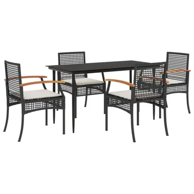 Produktbild von 5-tlg. Garten-Essgruppe mit Kissen Schwarz Poly Rattan