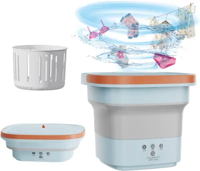 Produktbild von Mini Waschmaschine,faltbare Turbinenwaschmaschine(hellblau), tragbare Waschmaschine für Babykleidung, Unterwäsche, BH, perfekt für Camping, Reisen, Wohnung, Wohnheim, Geschenk für Freunde oder Familie
