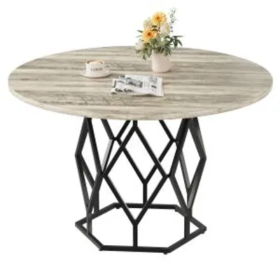 Productafbeelding van Eettafel, keukentafel, modern design, stabiel blad van houtvezel (MDF/spaanplaat), stevig metalen frame, kleur: grijs