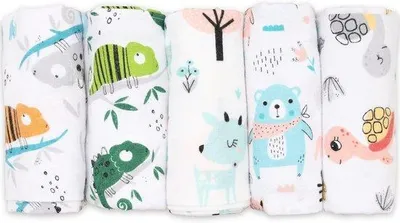 Produktbild von Famanu Molton-Spucktücher Set aus 5 Stück, 100 % Baumwolle, 80 x 80 cm – Für Babys, Unisex
